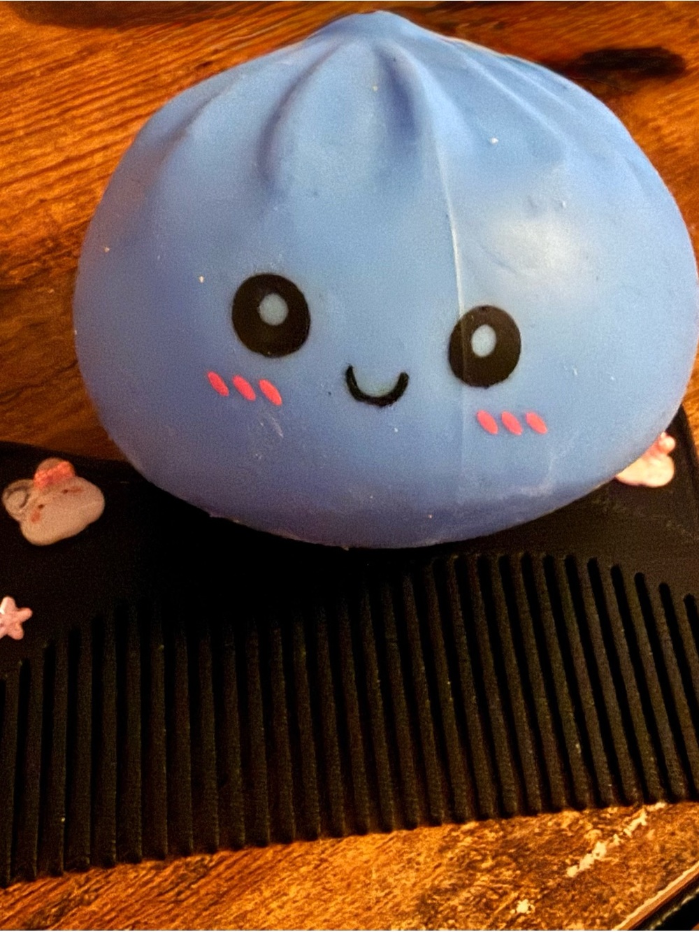 Blue Kawaii Dumpling Squeeze Toy with Dumpling Comb for Kids